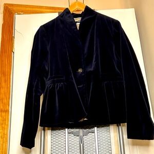 J. Crew Midnight Blue Velvet Peplum style Blazer